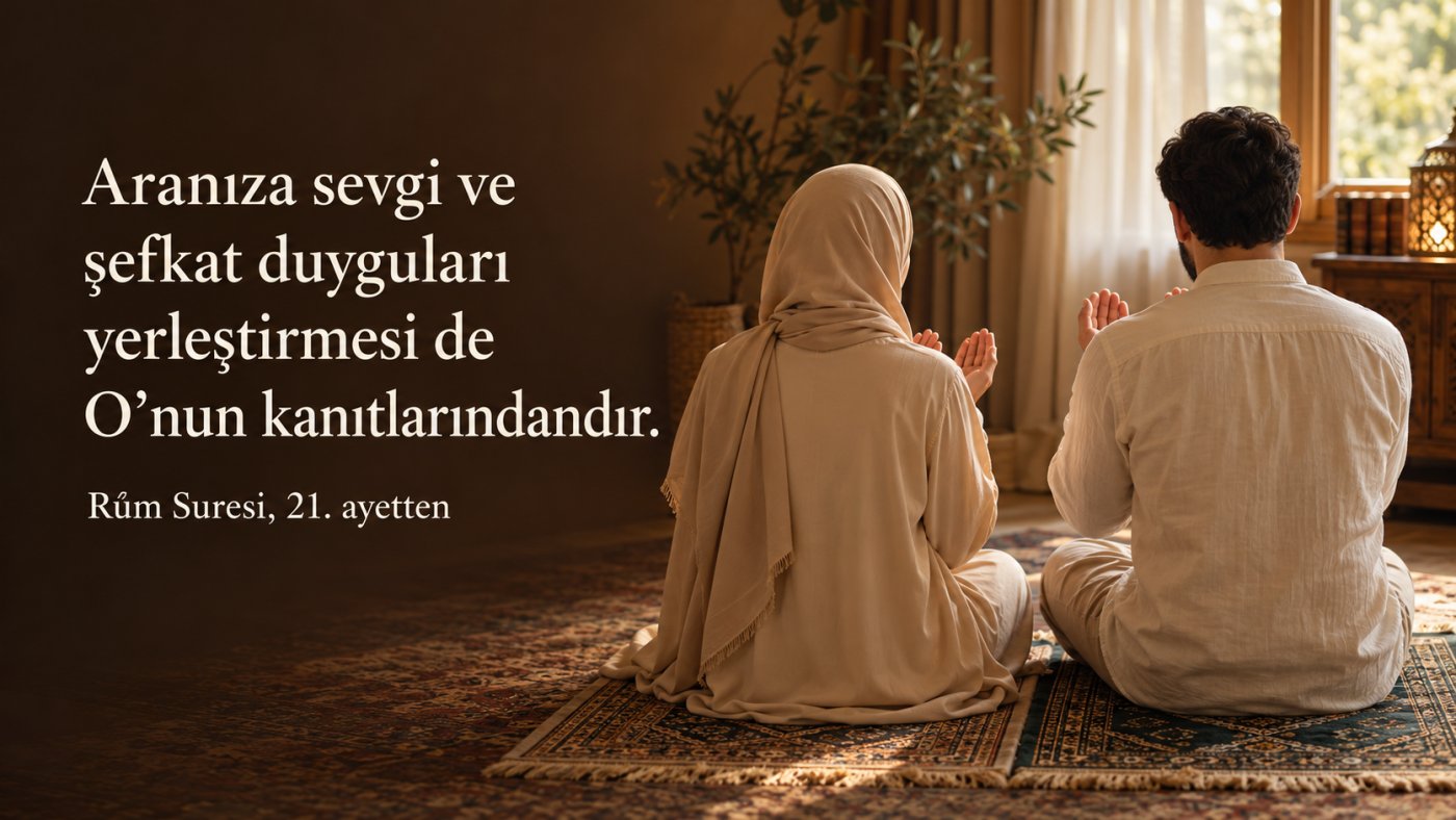 Rûm suresi 21. ayetten sevgi ve şefkat vurgusu; yüzleri görünmeden dua eden eşler