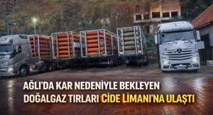 Yoğun Kar Nedeniyle Ağlı’da Bekleyen Doğalgaz Tırları Cide Limanı’na Ulaştı