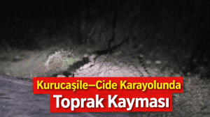Kurucaşile–Cide Karayolunda Vakıf Tepesi Mevkiinde Toprak Kayması Yaşandı